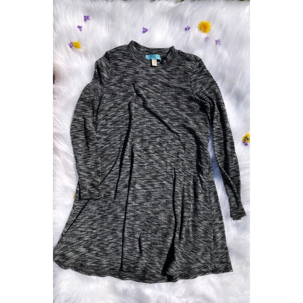 Black and Gray Heathered Sweater Dress